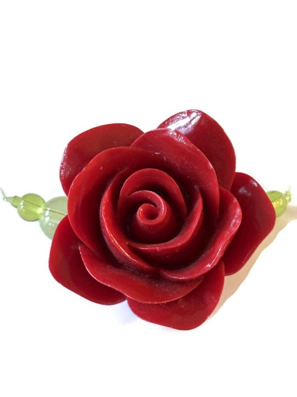 As Low As $2 Medium Red Coraline Resin Tea Rose Bead 45mm x 20mm (1)